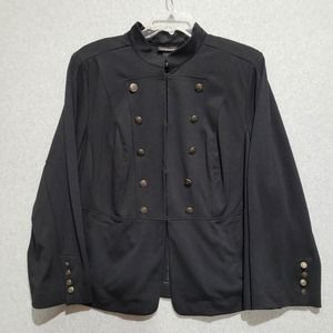 Lane Bryant Jacket Womens 26 Blazer Black Pockets Hook & Eyes Stretch